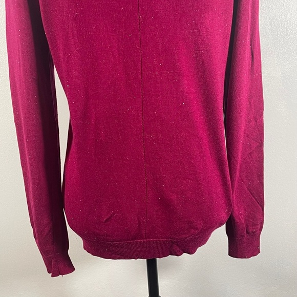Nicole Miller Cranberry Crewneck Button Down Tight Knit Long Sleeve Cardigan M - Picture 8 of 10